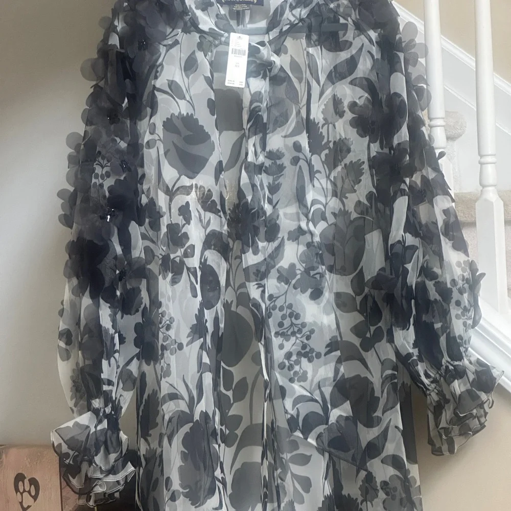 Anthropologie PANKAJ & NIDHI Maxi Cape w/ tie - Picture 6 of 9